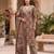 Brown floral printed cotton kurta set