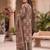 Brown floral printed cotton kurta set