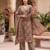 Brown floral printed cotton kurta set