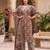 Brown floral printed cotton kurta set