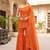Orange floral printed viscose rayon kurta set