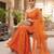 Orange floral printed viscose rayon kurta set