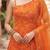 Orange floral printed viscose rayon kurta set