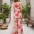 White floral printed viscose rayon kurta set