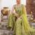 Green floral printed cotton kurta set