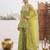Green floral printed cotton kurta set