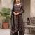 Black floral printed cotton kurta set