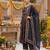 Black floral printed cotton kurta set