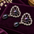 Certified natural freshwater pearls jewellery black pearl drop earrings with crystal halo, silver tone