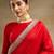 Red  and Gold-Toned Embroidered Silk Blend Designer Saree