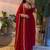 Red embroidered gown set for karwa chauth, diwali & wedding guest