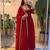 Red embroidered gown set for karwa chauth, diwali & wedding guest
