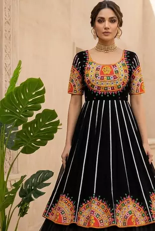Black Thread Navratri Lehenga Choli