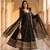Black embroidered anarkali kurta with pant and dupatta set for women