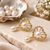 Certified natural freshwater pearls jewellery freshwater pearl drop earrings with gold-tone cz floral frame