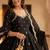 Black embroidered anarkali kurta with pant and dupatta set for women