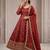 Rust embroidered anarkali kurta with pant and dupatta set for women