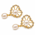 Certified natural freshwater pearls jewellery freshwater pearl drop earrings with gold-tone cz floral frame