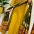 Yellow cotton embroidered thread work ethnic kurta set with dupatta