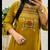 Yellow cotton embroidered thread work ethnic kurta set with dupatta