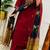 Maroon cotton embroidered thread work ethnic kurta set with dupatta
