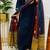 Blue cotton embroidered thread work ethnic kurta set with dupatta