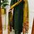 Green cotton embroidered thread work ethnic kurta set with dupatta