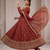Rust embroidered anarkali kurta with pant and dupatta set for women