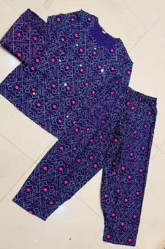 Purple cotton printde bandhej ethnic kurta set with dupatta