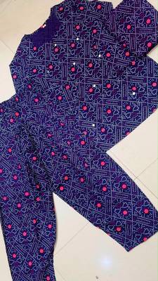 Purple cotton printde bandhej ethnic kurta set with dupatta 3