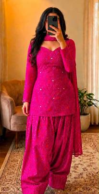 Pink cotton printde bandhej ethnic kurta set with dupatta 1