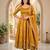 Mustard yellow embroidered anarkali kurta with pant and dupatta set for women