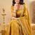 Mustard yellow embroidered anarkali kurta with pant and dupatta set for women