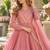 Pink silk blend readymade anarkali suit with embroidery & sequence work
