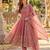 Pink silk blend readymade anarkali suit with embroidery & sequence work