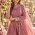 Pink silk blend readymade anarkali suit with embroidery & sequence work