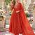 Rust georgette readymade anarkali suit with embroidery & sequence work