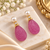 Certified natural freshwater pearls jewellery carved pink drop earrings with pearl top and crystal accent