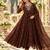 D brown georgette readymade anarkali suit with embroidery & sequence work