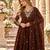 D brown georgette readymade anarkali suit with embroidery & sequence work