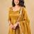 Mustard yellow embroidered anarkali kurta with pant and dupatta set for women