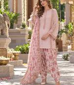 White georgette readymade suit with embroidery & sequence work