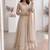 Women cream polka dot anarkali suit with solid trouser pant & border dupatta