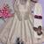 Women cream polka dot anarkali suit with solid trouser pant & border dupatta