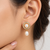 Certified natural freshwater pearls jewellery pearl drop earrings with cz halo, gold-tone, natural pearl