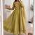 Women green polka dot anarkali suit with solid trouser pant & border dupatta