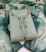 sea green unstitched weaving digital print handwork with printed dupatta modal butti dress material