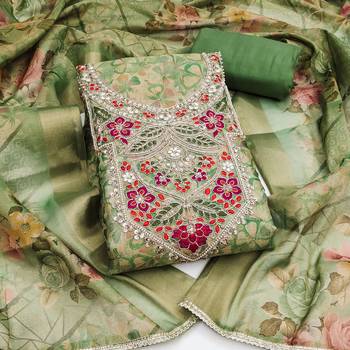 multi unstitched digital print handwork with printed dupatta viscose dress material 1