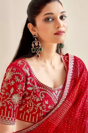 Bandhani Embroidered Poly Georgette Saree