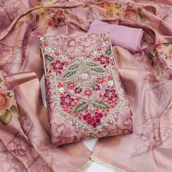 multi unstitched digital print handwork with printed dupatta viscose dress material 1